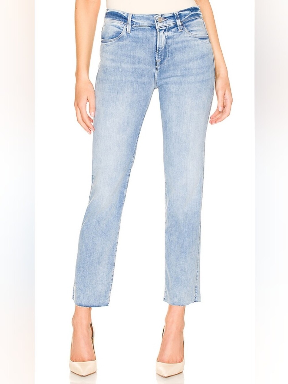 FRAME Le High Straight Degradable Jeans Aura Wash Raw Hem Size 24